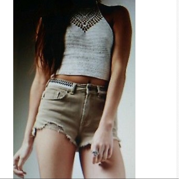 P.S Erin Watson Fray Hem Distress High Rise Shorts - Picture 1 of 4